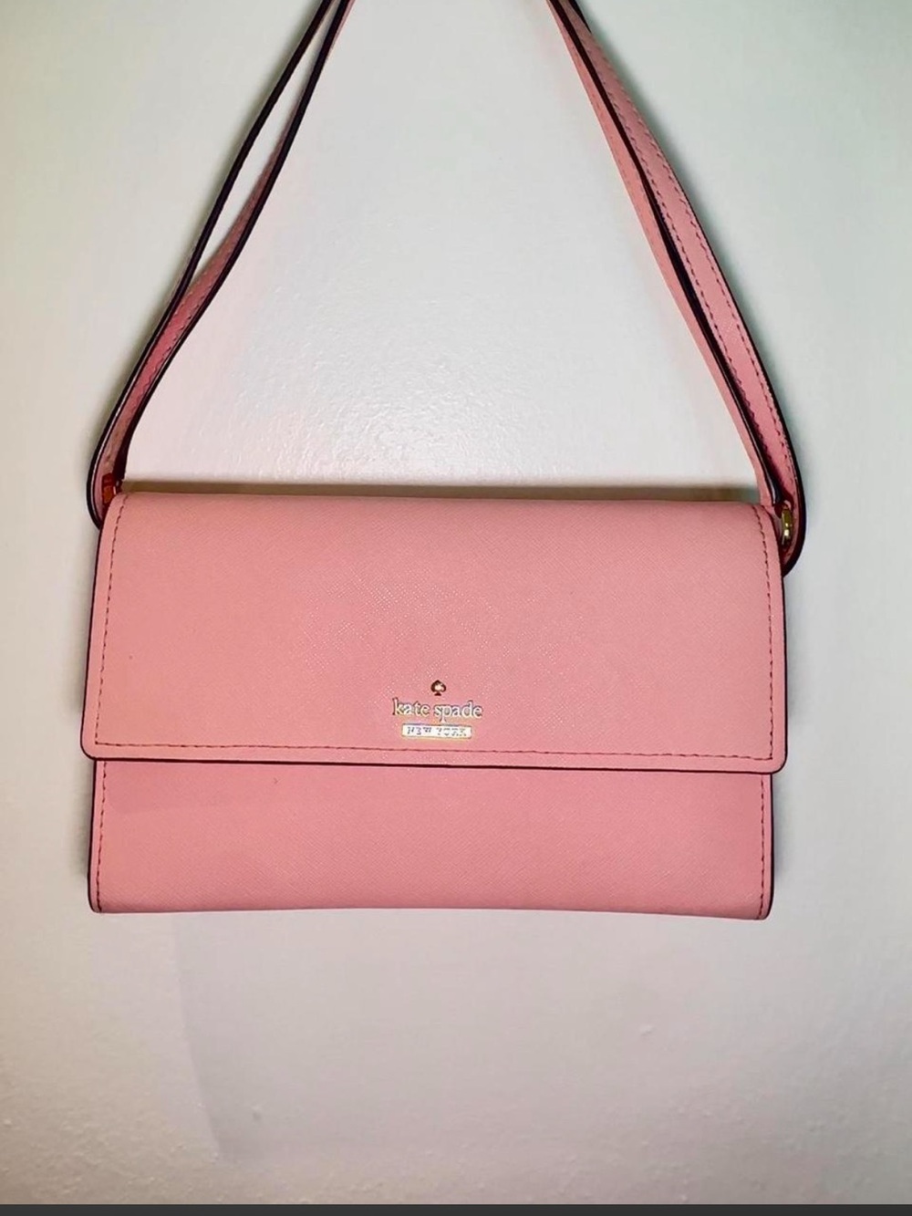 kate spade pink leather flap crossbody bag